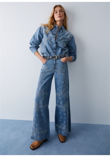 Camicia in denim con ricami LIUJO | UA6145D031379016