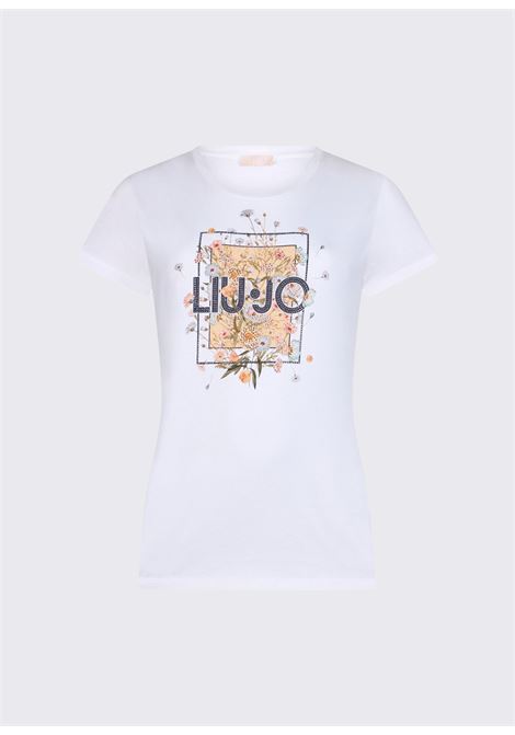 T-shirt con stampa e strass LIUJO | WA6493JS923P9604