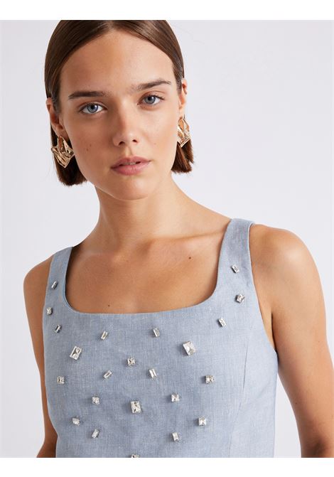 Top in lino e viscosa stretch - AZZURRO MARELLA | MLLEMMA003