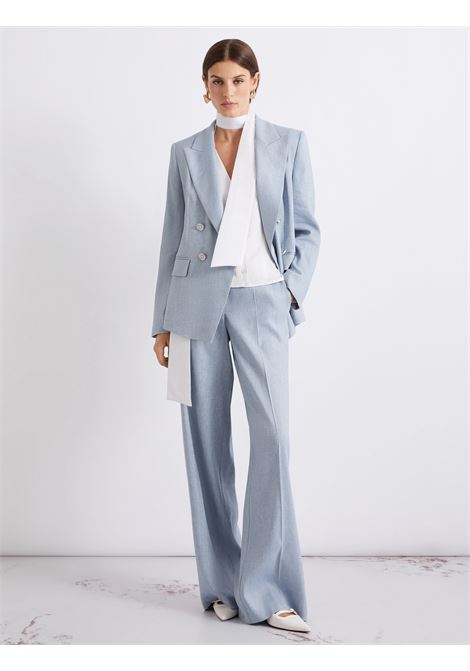 Pantalone palazzo in chevron di lino e viscosa Azzurro MARELLA | MLLODINO003
