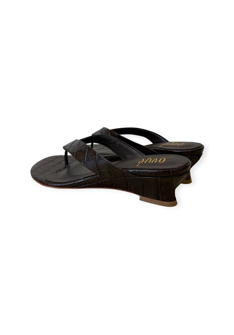 Sandalo In Pelle Stampa Cocco OVYè | AC2890COCMORO
