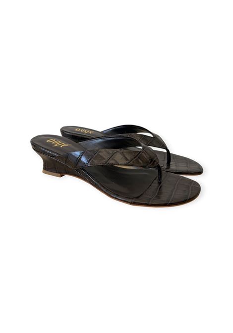 Sandalo In Pelle Stampa Cocco OVYè | AC2890COCMORO